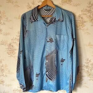 1970s Challenger Geometric Disco Shirt | Vintage Abstract Dagger Collar | Size L